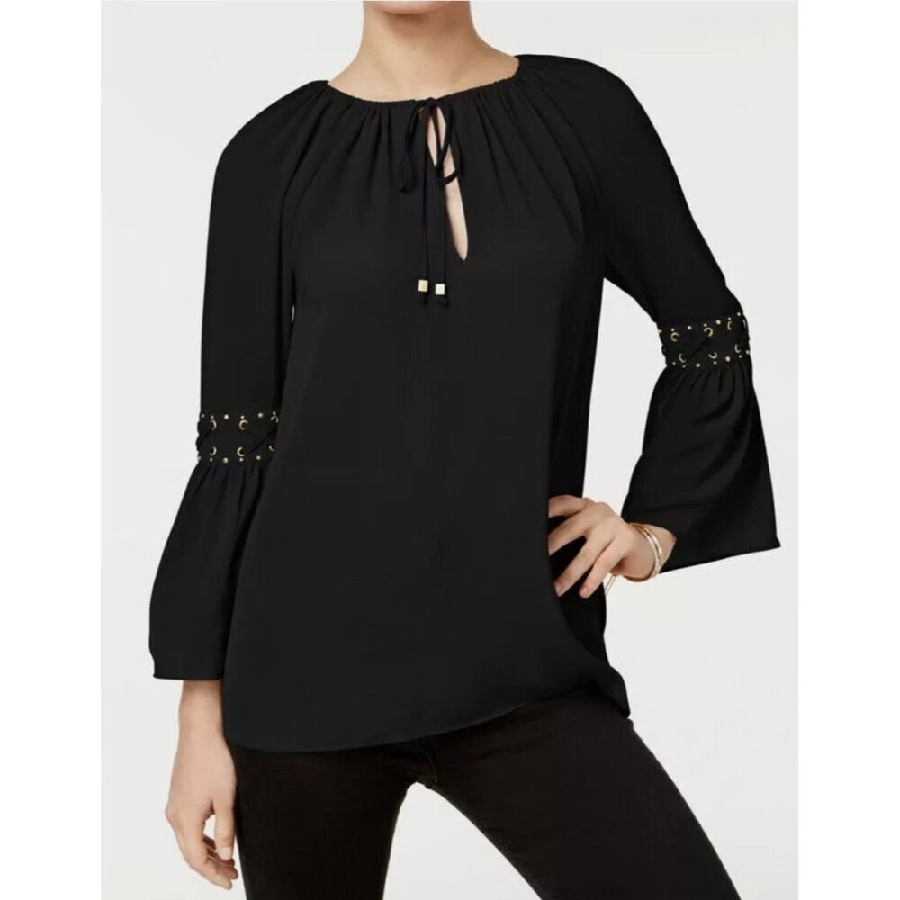 Michael Michael Kors Black Peasant Top Bell Sleeves Women's Size S